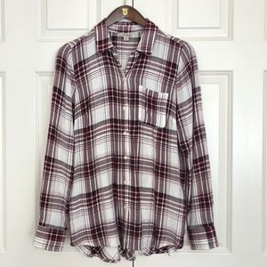 Button down plaid tunic